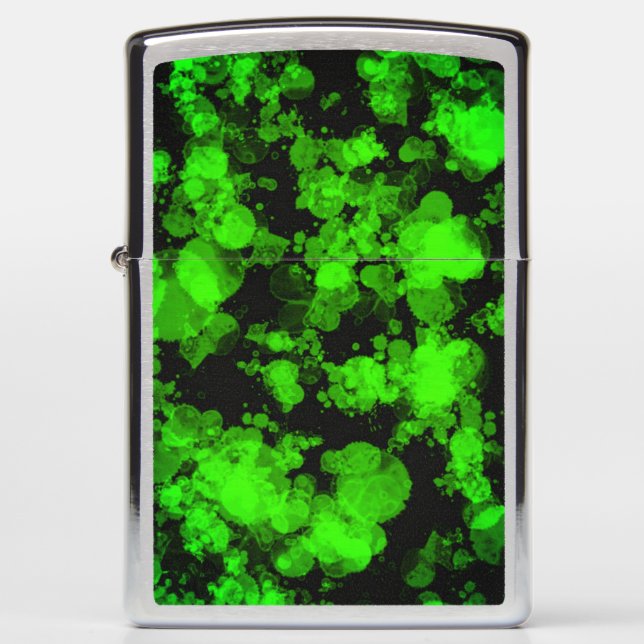 Neon Green Brushed Chrome Zippo (Voorkant)