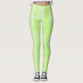 Neon Green Camo-geïnspireerde Abstracte Leggings (Voorkant)