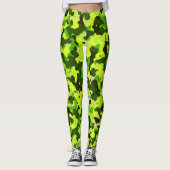 Neon Green camouflage Pattern Gym Yoga Leggings (Voorkant)
