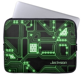 Neon Green Circuit Board | Gepersonaliseerd Laptop Sleeve