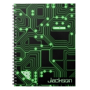 Neon Green Circuit Board   Gepersonaliseerde werve Notitieboek