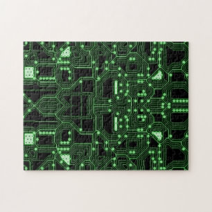 Neon Green Circuit Board   Uitdaging Legpuzzel