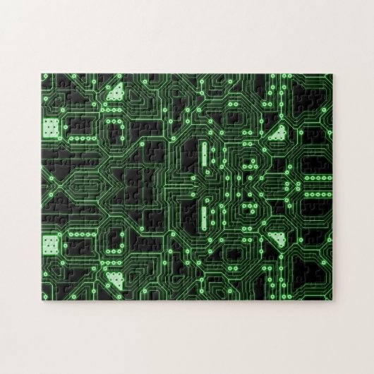 Neon Green Circuit Board | Uitdaging Legpuzzel (Horizontaal)