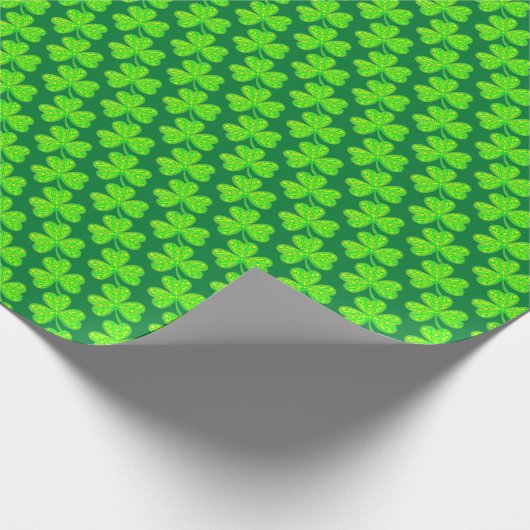 Neon Green Clover Pattern-omslagpapier Cadeaupapier (Hoek)