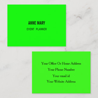 Neon Green Colorful Bright Modern Event Planner Visitekaartje