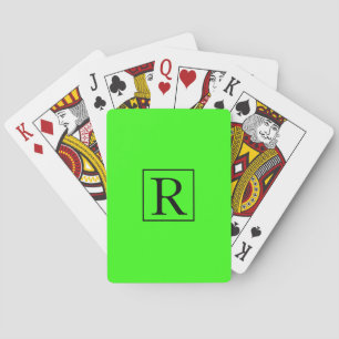 Neon Green Colorful Bright Monogram Initialen Koel Pokerkaarten