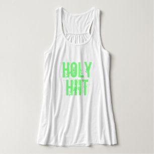 Neon Green Distress Letters "Heilige HIIT" Workout Tanktop