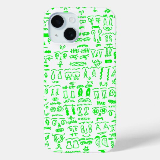 Neon Green Doodle iPhone Case – Abstract Line Art (Achterkant)