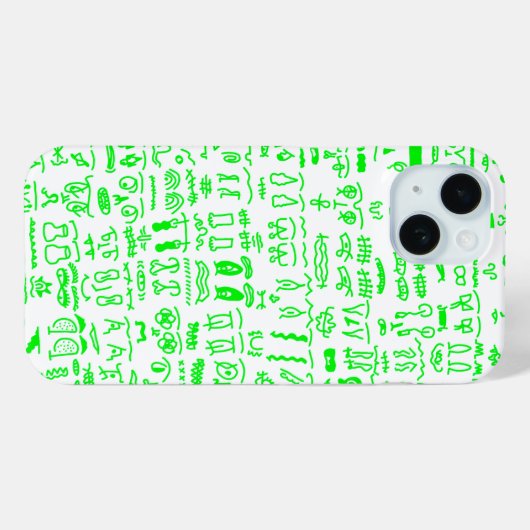 Neon Green Doodle iPhone Case – Abstract Line Art (Achterkant (horizontaal))