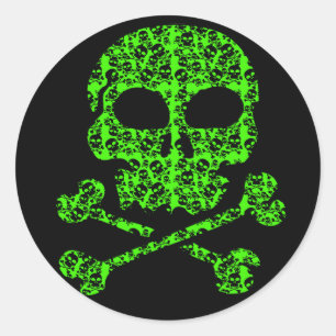 Neon Green en Black Skulls voor Halloween Ronde Sticker