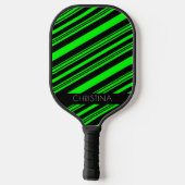 Neon Green en Black Stripes Modern Custom Name Pickleball Paddle (Achterkant)