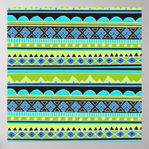 Neon Green- en blauw stampatroon Poster
