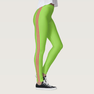 Neon Green en Pink Striped Athletic Leggings