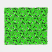 Neon Green Floral Gothic Skull Fleece Deken (Voorkant (Horizontaal))