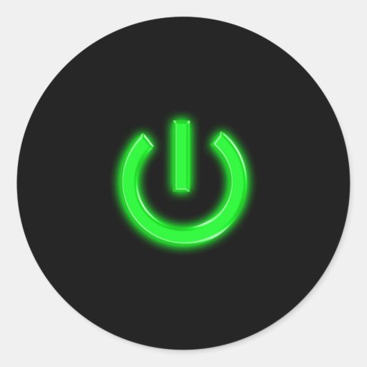 Neon Green Flourescent Power Button Ronde Sticker (Voorkant)