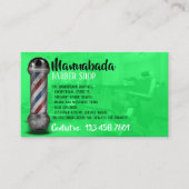 Neon Green Foto Framed Barber pole Visitekaartje (Voorkant)