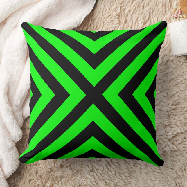 Neon Green Geometric Decorative Sierkussen (Deken)