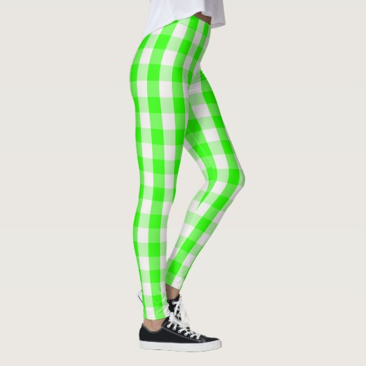 Neon Green Gingham Pattern van Shirley Taylor Leggings (Rechts)