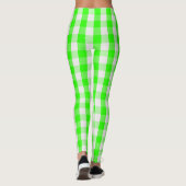 Neon Green Gingham Pattern van Shirley Taylor Leggings (Achterkant)