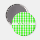 Neon Green Gingham Pattern van Shirley Taylor Magneet (Voorkant / Achterkant)