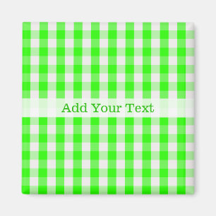 Neon Green Gingham Pattern van Shirley Taylor Magneet