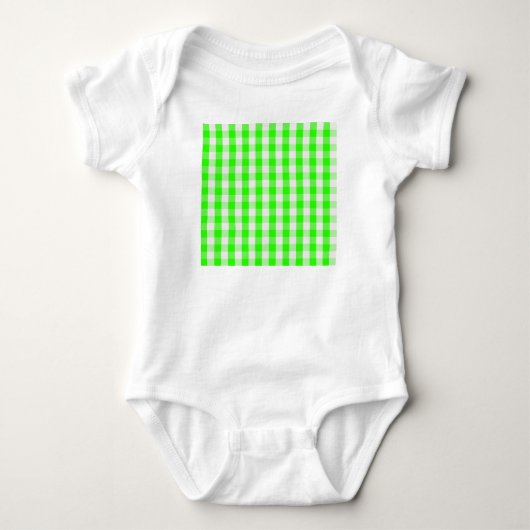 Neon Green Gingham Pattern van Shirley Taylor Romper (Voorkant)