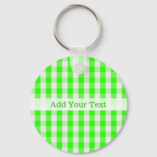Neon Green Gingham Pattern van Shirley Taylor Sleutelhanger (Voorkant)