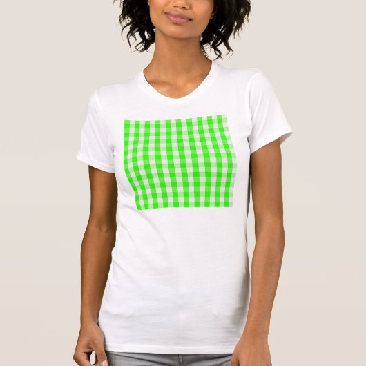 Neon Green Gingham Pattern van Shirley Taylor T-shirt (Voorkant)