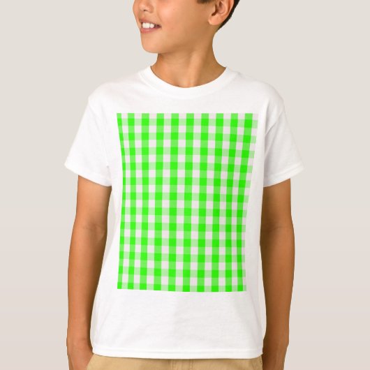 Neon Green Gingham Pattern van Shirley Taylor T-shirt (Voorkant)