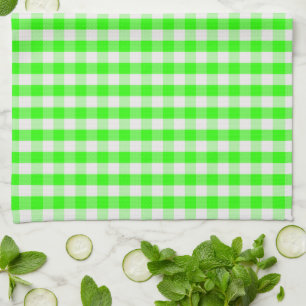 Neon Green Gingham Pattern van Shirley Taylor Theedoek
