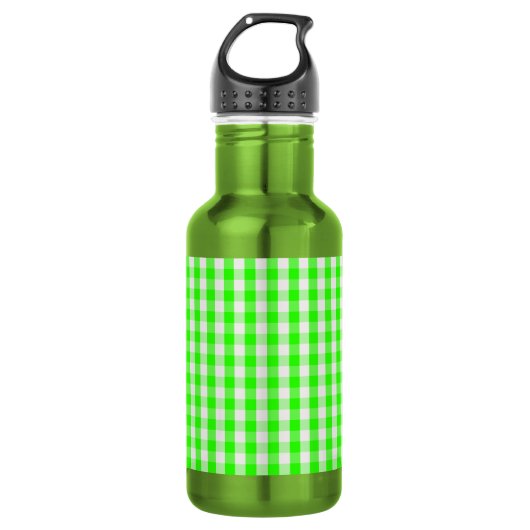 Neon Green Gingham Pattern van Shirley Taylor Waterfles (Voorkant)