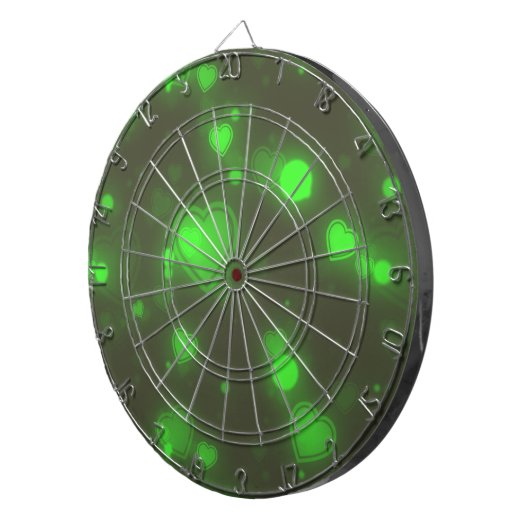 Neon Green Glitter Bubble Hearts Dartbord (Voorkant Rechts)