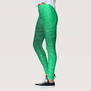 Neon Green Glitter Colorful Bright Stylish Girly Leggings