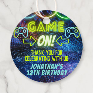 Neon Green Glow Spel Op Jongens Gaming Verjaardag Bedankjes Labels