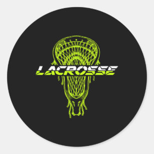 Neon Green Glow Stick Cross Lacrosse Sport Ronde Sticker
