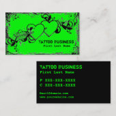 Neon green grunge tattoo visitekaartje (Voorkant / Achterkant)