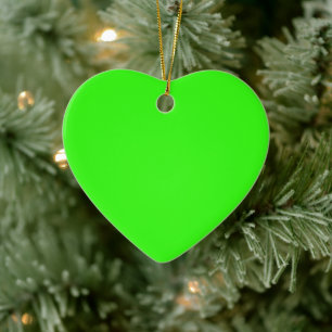 Neon Green Heart-keramisch Ornament