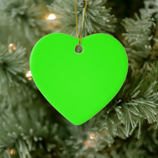 Neon Green Heart-keramisch Ornament (Boom)