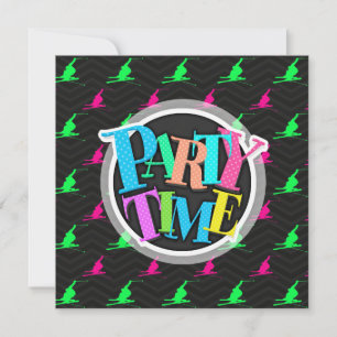 Neon Green, Hot Pink, Sneeuwski, Zwarte Chevron Kaart