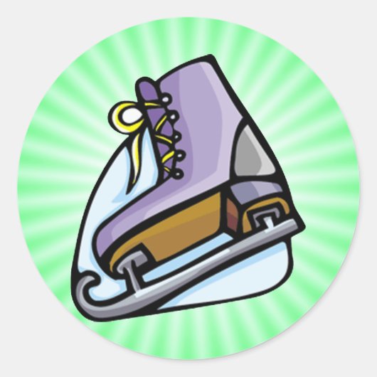 Neon Green Ice Schaats. Ronde Sticker (Voorkant)