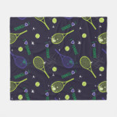 💚 Neon green Ik hou van tennis Fleece Deken (Voorkant (Horizontaal))