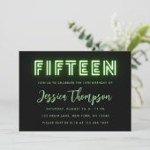 Neon Green Invitation du 15e anniversaire (Debout devant)