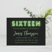 Neon Green Invitation du 16e anniversaire (Debout devant)