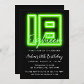 Neon Green Invitation du 18e anniversaire (Devant / Derrière)