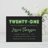Neon Green Invitation du 21e anniversaire (Debout devant)