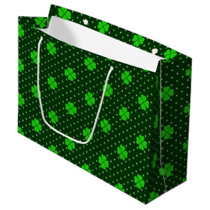 NEON GREEN IRISH CELTIC SHAMROCKS & POLKA DOTS GROOT CADEAUZAKJE