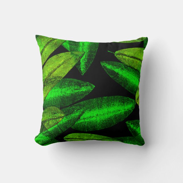 Neon Green Leaves Art. Kussen (Voorkant)
