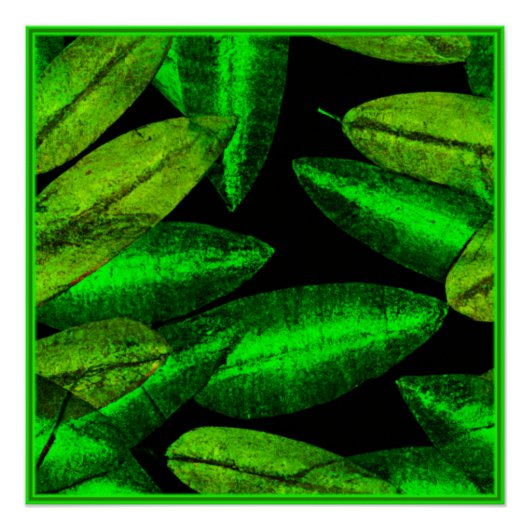Neon Green Leaves Art. Perfect Poster (Voorkant)