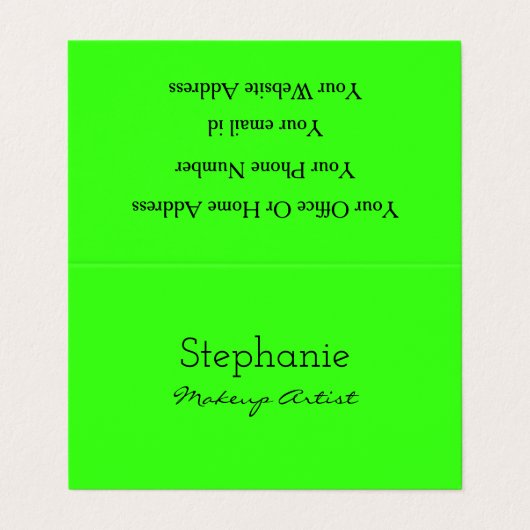 Neon Green Makeup Artist Salon Helderkleurig Visitekaartjes (Buitenkant ongevouwen)