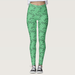 Neon Green Mermaid Échelle Leggings Ariel Inspiré